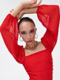 Czerwona sukienka z bufiastymi rękawami - czerwony - CROPP - small5