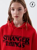 Mikina s kapucňou Stranger Things - červená - CROPP - small1