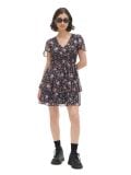 Schwarzes Kleid mit Blumenmuster - Schwarz - CROPP - small1