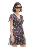 Schwarzes Kleid mit Blumenmuster - Schwarz - CROPP - small2