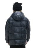 Czarna kurtka puffer z efektem skóry - czarny - CROPP - small4