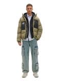 Oliwkowa pikowana kurtka puffer - zielony - CROPP - small1