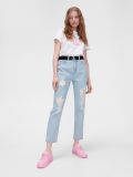 Błękitne mom jeans z paskiem - niebieski - CROPP - small1