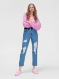 Niebieskie mom jeans z paskiem - niebieski - CROPP - small1