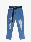 Niebieskie mom jeans z paskiem - niebieski - CROPP - small4