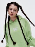 Sudadera verde claro con capucha y estampado - verde menta - CROPP - small1