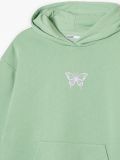 Sudadera verde claro con capucha y estampado - verde menta - CROPP - small5