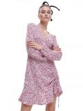 Różowa sukienka mini w kwiaty - kremowy - CROPP - small1