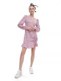 Różowa sukienka mini w kwiaty - kremowy - CROPP - small2