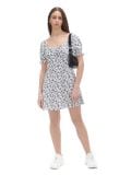 Biała sukienka mini w kwiaty - kremowy - CROPP - small2