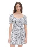 Biała sukienka mini w kwiaty - kremowy - CROPP - small1