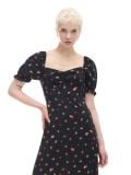 Czarna sukienka midi w kwiaty - czarny - CROPP - small3