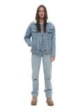 Kurtka jeansowa sherpa z efektem sprania - niebieski - CROPP - small2