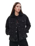 Czarna kurtka jeansowa sherpa - czarny - CROPP - small1