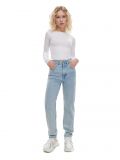 Mom jeans z cyrkoniami - niebieski - CROPP - small1