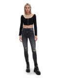 Jeansy skinny z dziurami - szary - CROPP - small2