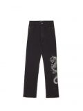 Jeansy straight slim z nadrukiem smoka - czarny - CROPP - small1