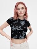 Кроп топ із візерунком - чорний - CROPP - small1