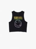 Top z nadrukiem Nirvana - czarny - CROPP - small4