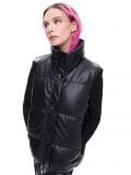 Kamizelka puffer z imitacji skóry - czarny - CROPP - small1