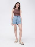 Gładki crop top - beżowy - CROPP - small1