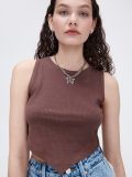 Gładki crop top - beżowy - CROPP - small2