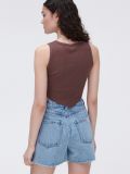 Gładki crop top - beżowy - CROPP - small3