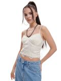 Corsagen-Top mit Spitze - Creme - CROPP - small1