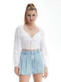 Bluză albă cu dantelă - alb - CROPP - small1