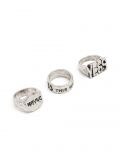 3 pack pierścionków z napisami - srebrny - CROPP - small1