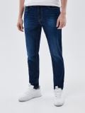 Jeansy męskie slim z efektem sprania - granatowy - CROPP - small5