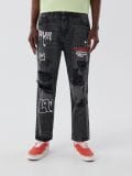 Blugi cu imprimeu stil graffiti, negri - GRI - CROPP - small2