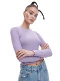 Fioletowa bluzka w prążki - fioletowy - CROPP - small1