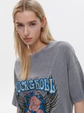 Szary T-shirt z nadrukami - jasny szary - CROPP - small2