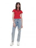 Czerwony t-shirt z nadrukiem - czerwony - CROPP - small1