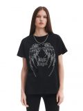 Czarna koszulka oversize z nadrukiem - czarny - CROPP - small3