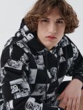 Felpa con cappuccio a quadri neri e bianchi - Nero - CROPP - small1