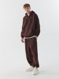 Ciemnobrązowa bluza basic z kapturem - brązowy - CROPP - small2