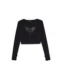 Czarna bluzka z cyrkoniami - czarny - CROPP - small4
