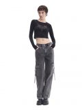 Czarna bluzka z cyrkoniami - czarny - CROPP - small2