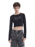 Czarna bluzka z cyrkoniami - czarny - CROPP - small1