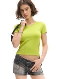 Glatka majica basic - zelena - CROPP - small1