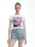Biały t-shirt z nadrukiem The Rolling Stones - biały - CROPP - small2