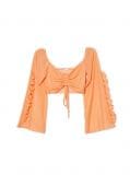 Pomarańczowy crop top z długim rękawem - jasnopomarańczowy - CROPP - small1