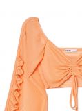 Pomarańczowy crop top z długim rękawem - jasnopomarańczowy - CROPP - small2