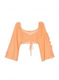 Pomarańczowy crop top z długim rękawem - jasnopomarańczowy - CROPP - small3