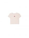 Pastelowy t-shirt z haftem - różowy - CROPP - small1