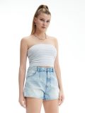 Top w biało-szare paski - błękitny - CROPP - small2