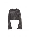 Czarna siateczkowa bluzka - czarny - CROPP - small4