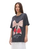 Koszulka oversize z motywem wiśni - szary - CROPP - small1